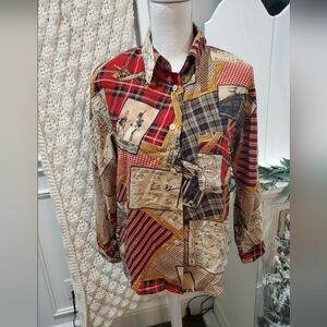 Vintage Ellen Tracy Linda Allard France Napoleon Bonaparte Silk Shirt, 6 petite